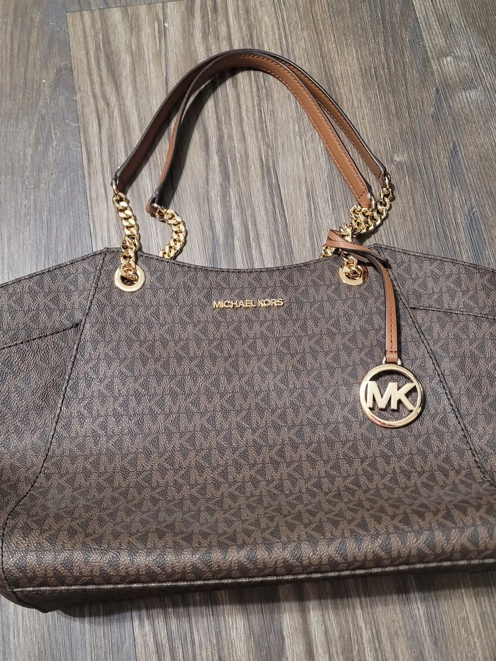 Michael Kors Brown Signature Tote Bag Gold Hardware